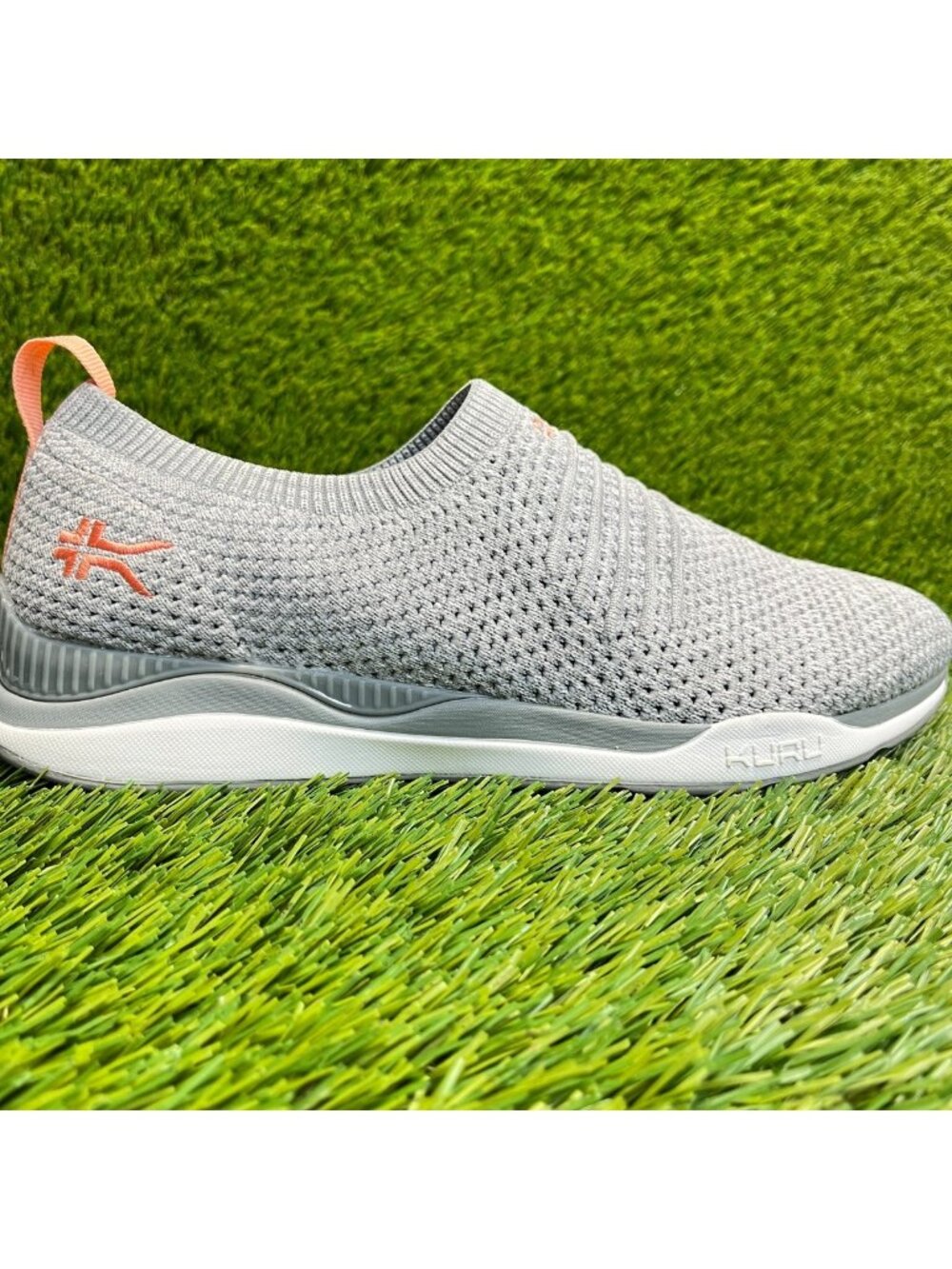Kuru Stride Womens Size 9 Gray White Athletic Walking Slip On Shoes Sneakers